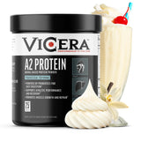 VICERA A2 proteína en botella, ideal para nutrición diaria durante el entrenamiento.