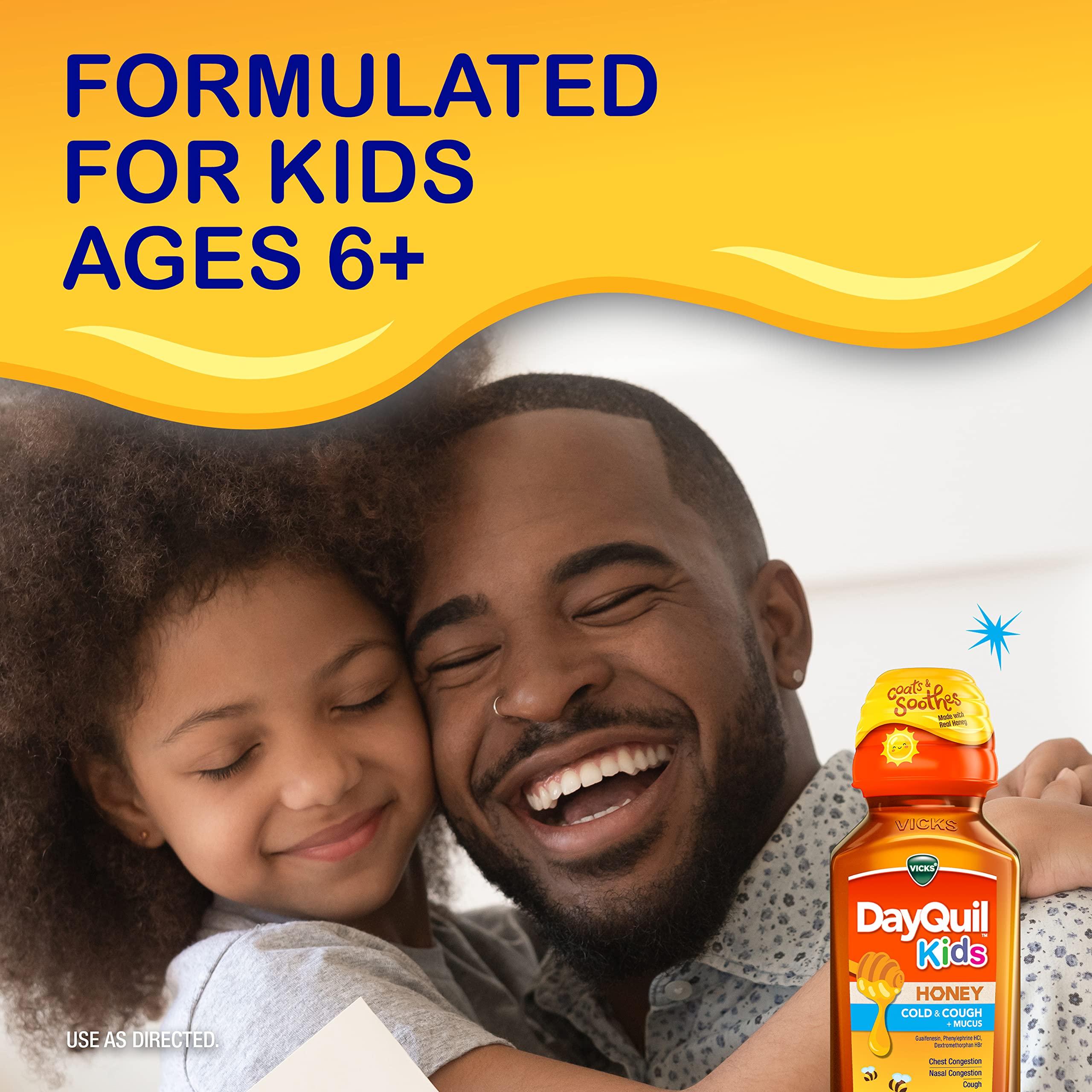 Vicks DayQuil Kids presentación segura para botiquín familiar.