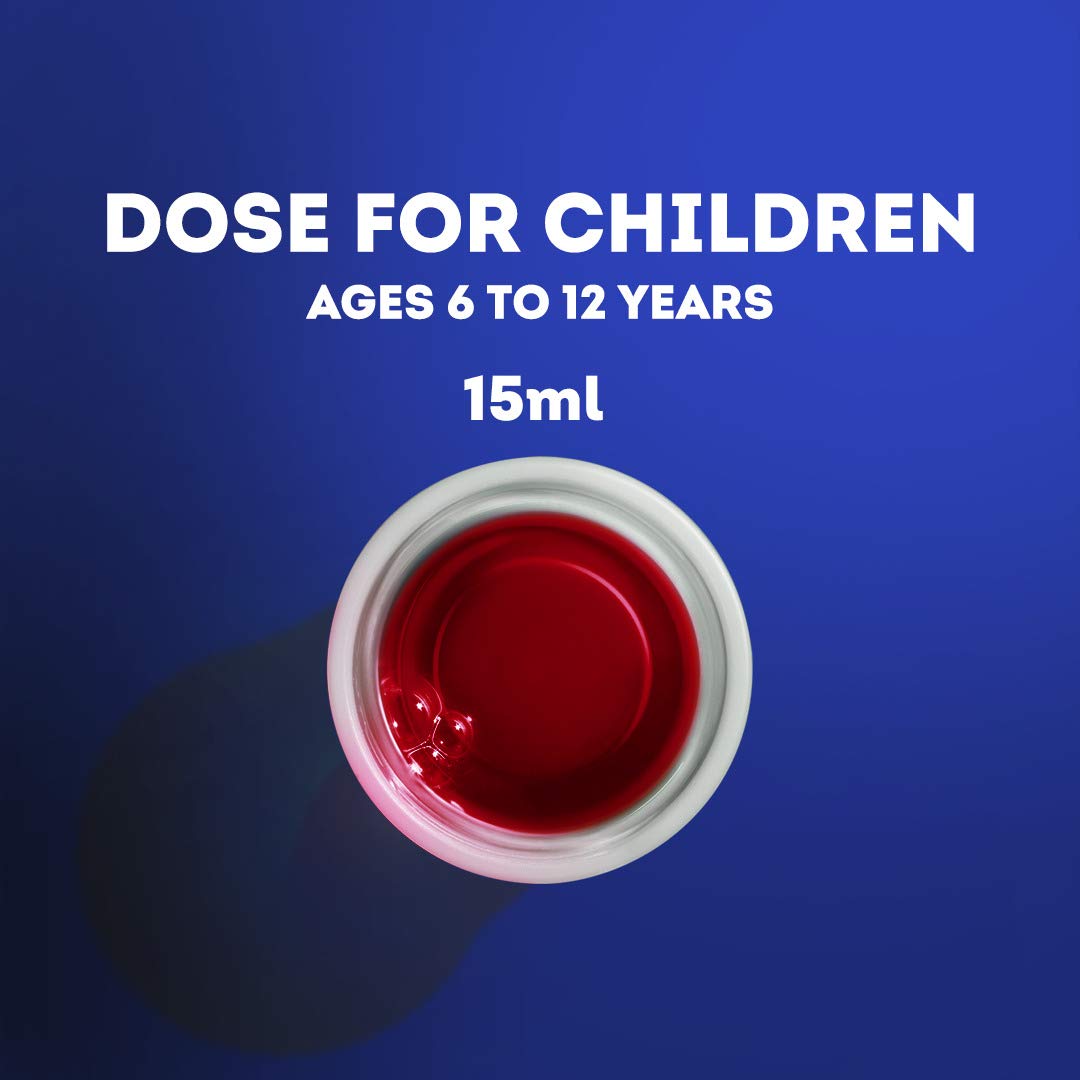 NyQuil infantil de Vicks, alivio temporal de tos y estornudos.