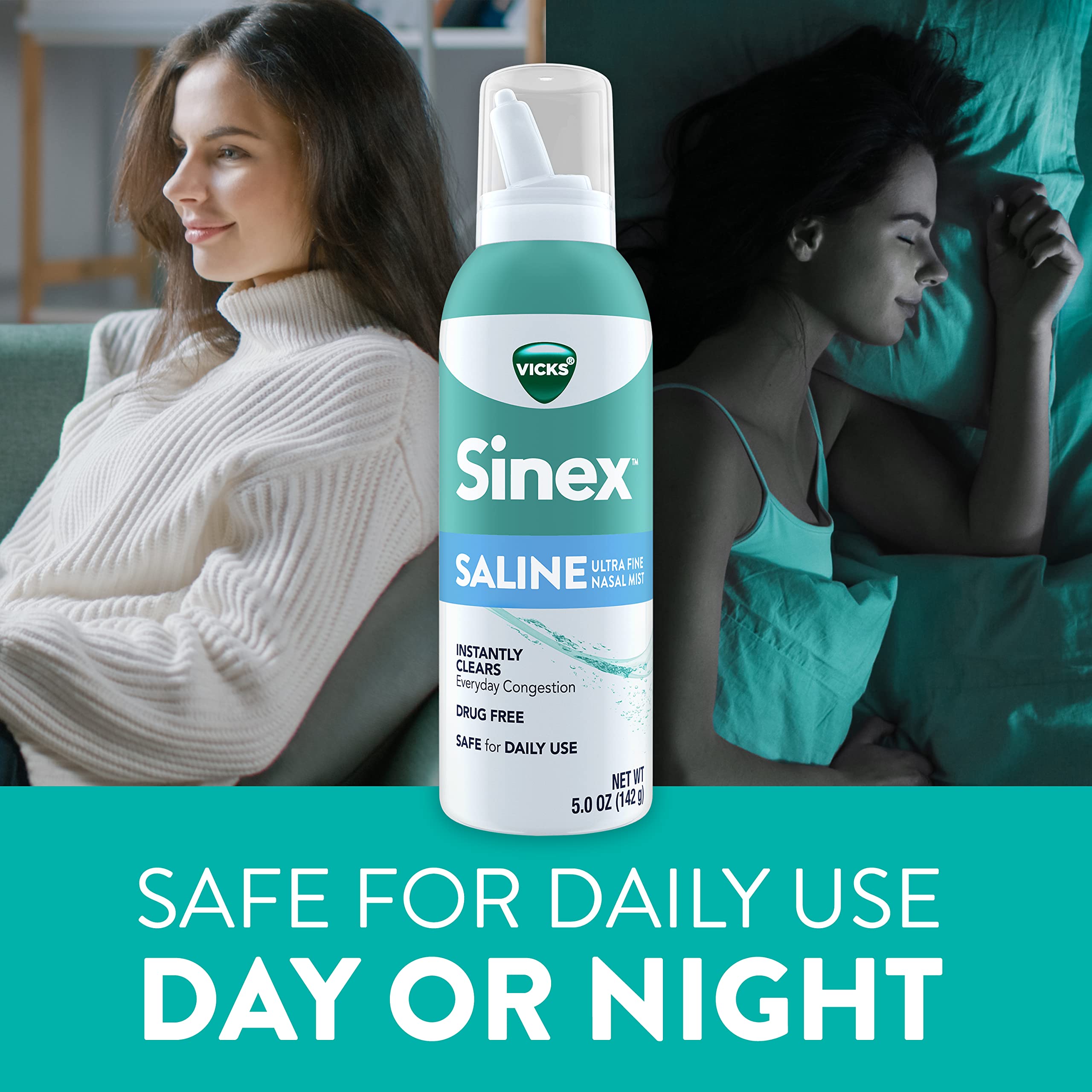Dosis diaria fácil de Vicks Sinex Saline para nariz