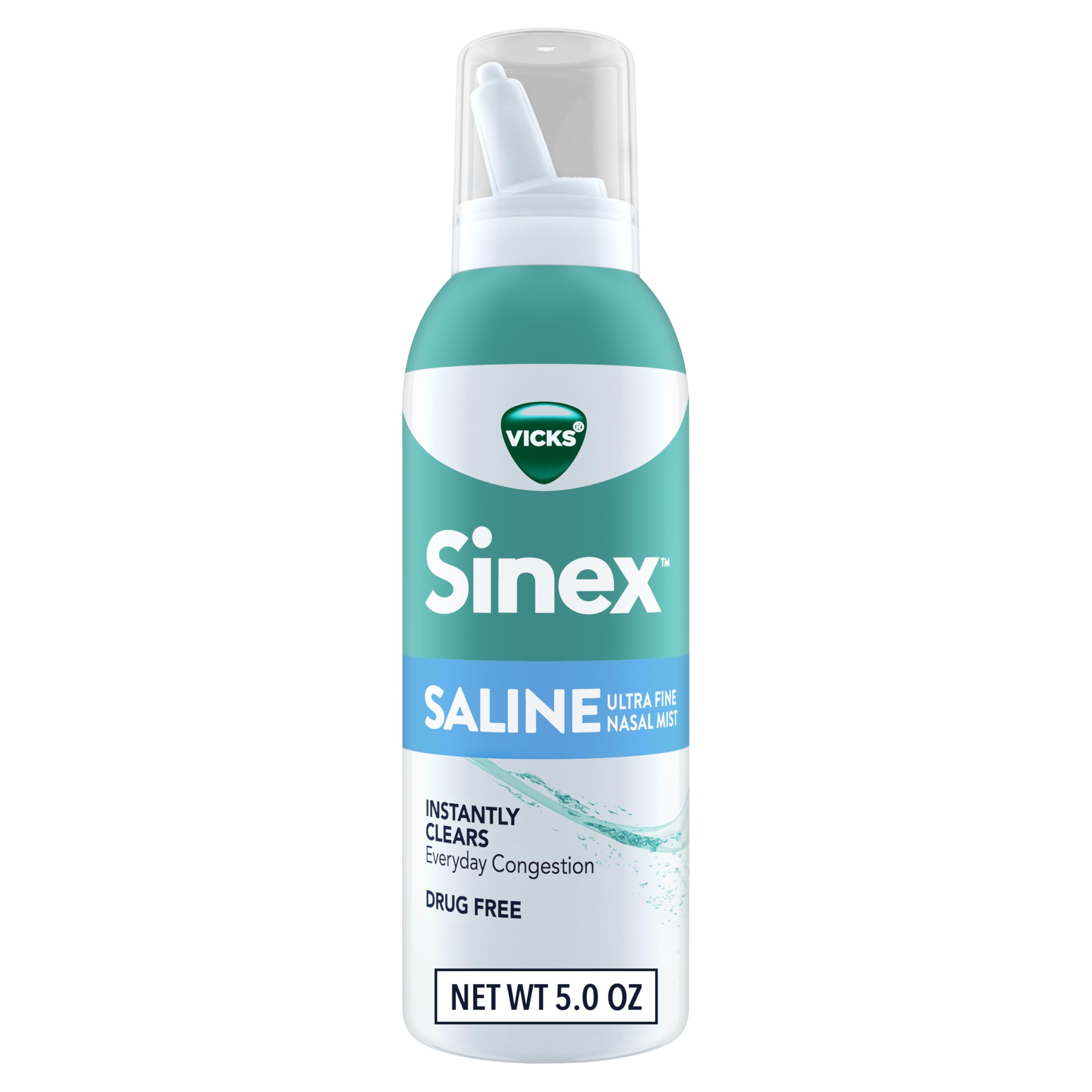 Vicks Sinex Saline niebla ultra fina descongestiona suavemente las fosas nasales