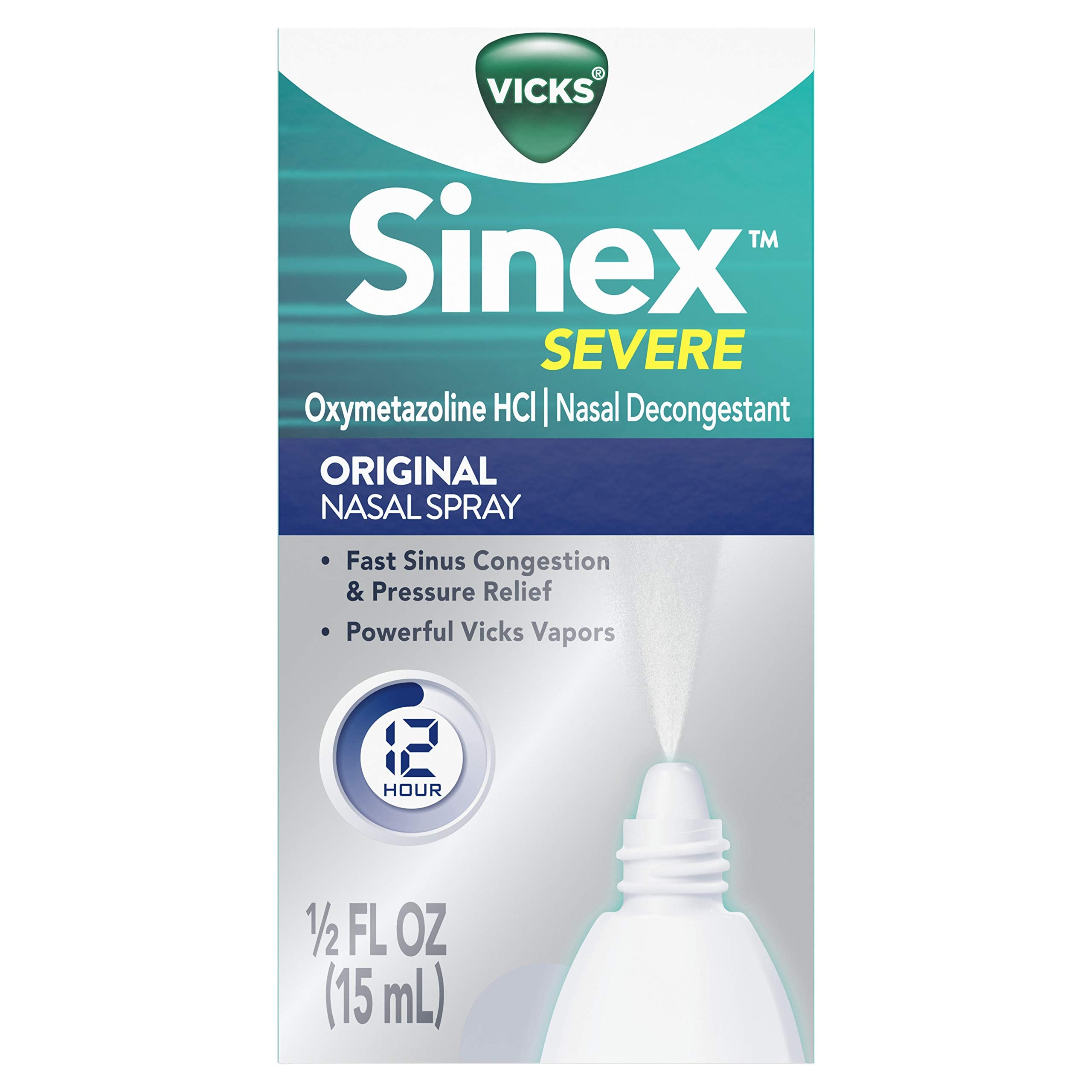 Vicks Sinex Severo frente de envase para alivio rápido