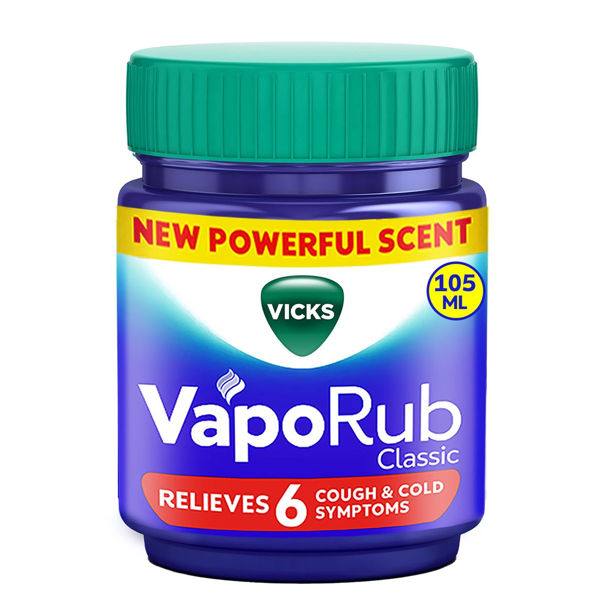 Vicks Vaporub envase con aroma nuevo para alivio temporal de la congestión