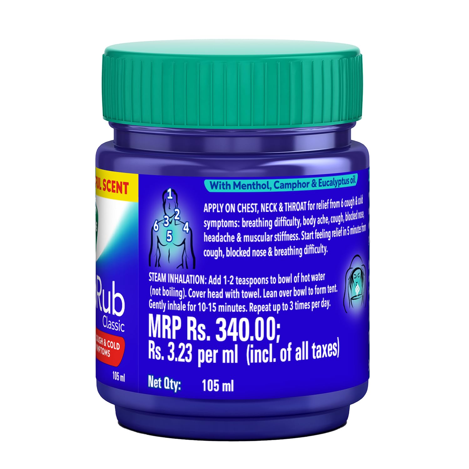 Vicks Vaporub inhalación de vapor facilita despejar la respiración