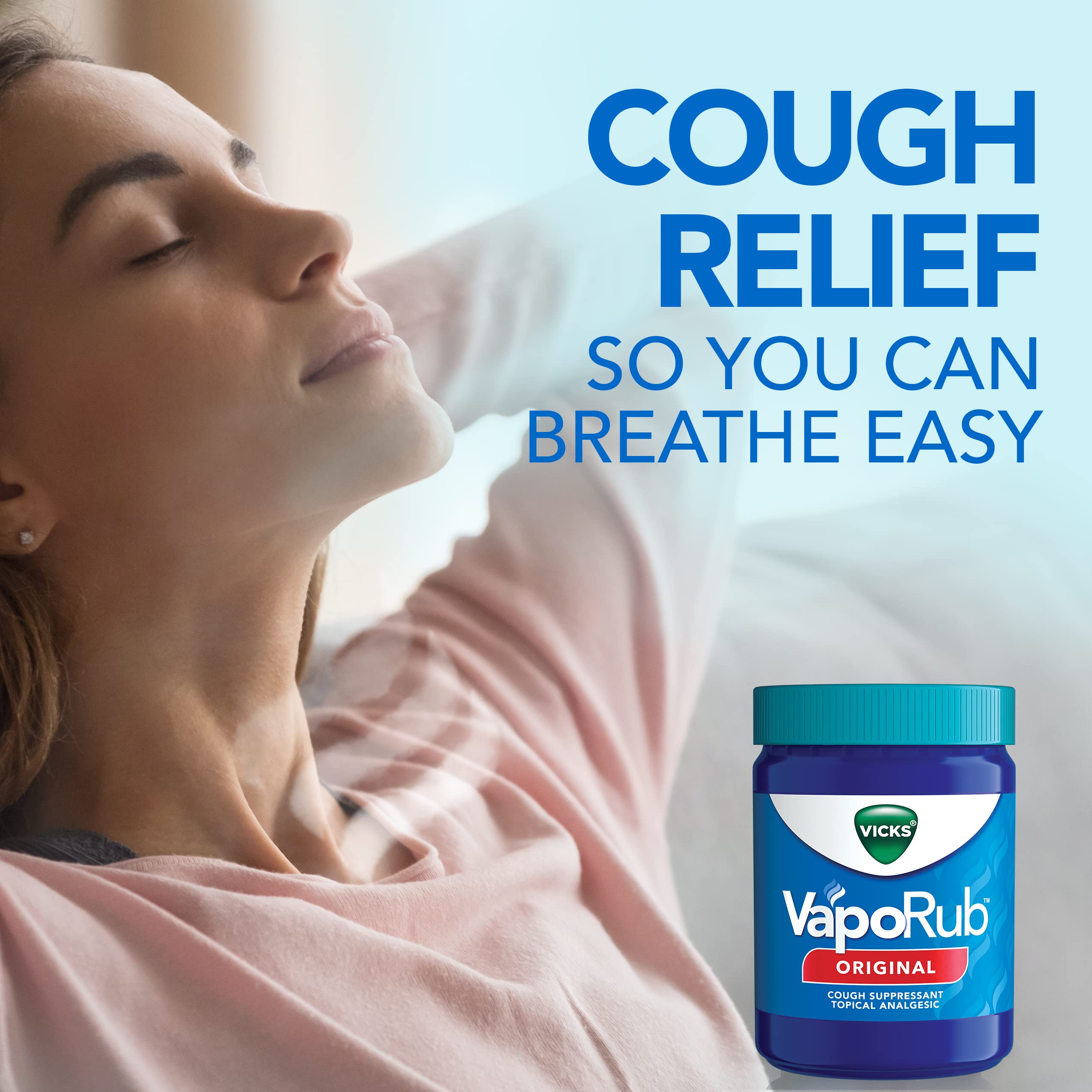 Vicks VapoRub Original con alcanfor, enfoque en alcanfor, uso tópico para confort.