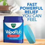 Vicks VapoRub Original presentacion 1-76oz, enfoque en envase y facilidad de almacenamiento.