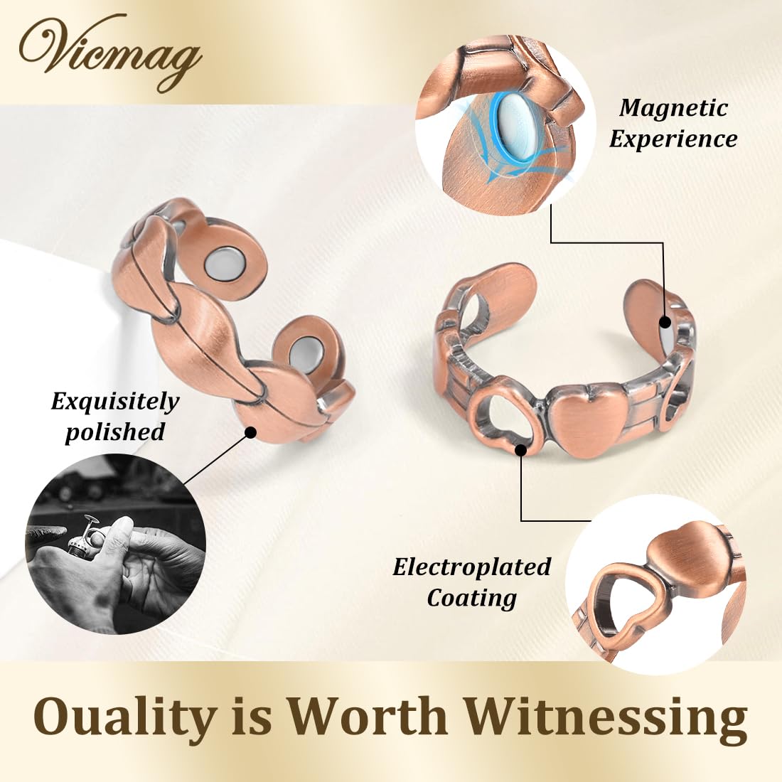Vicmag anillo cobre amor, regalo significativo para ella y él.