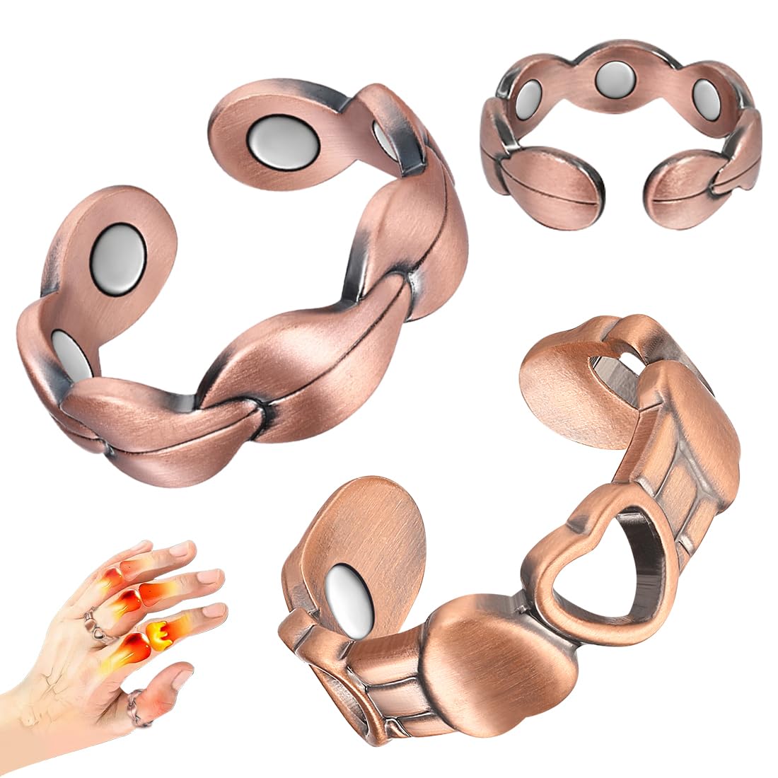 Vicmag anillo cobre hoja, diseño minimalista para uso diario.
