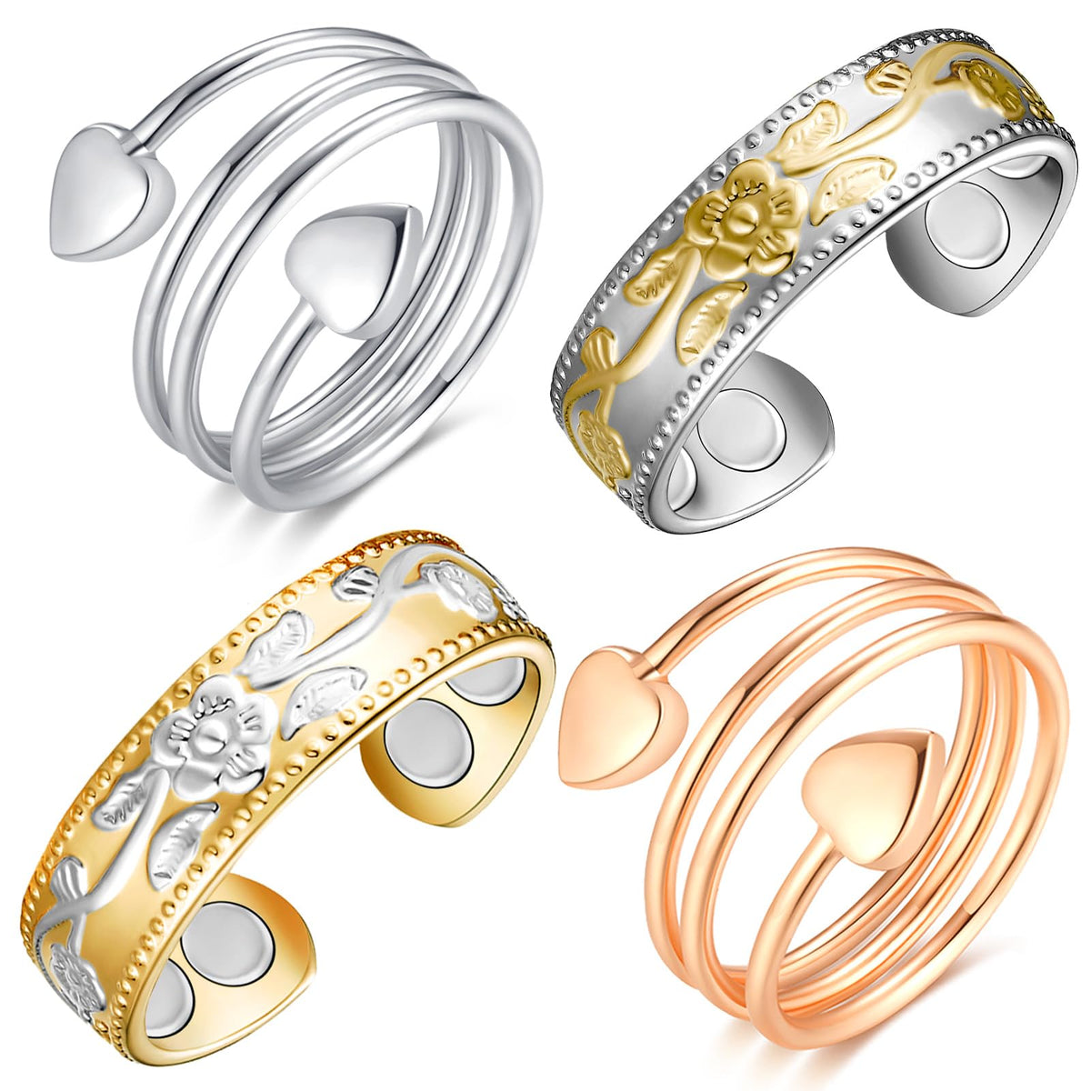 Vicmag anillo magnético de cobre con diseño corazón, ideal para uso diario.
