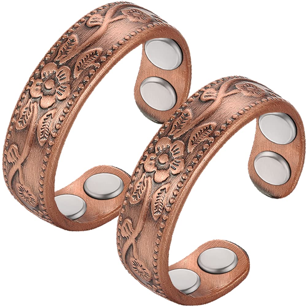 Vicmag anillo magnético de cobre para mujer, enfoque detalle, posible equilibrio diario.