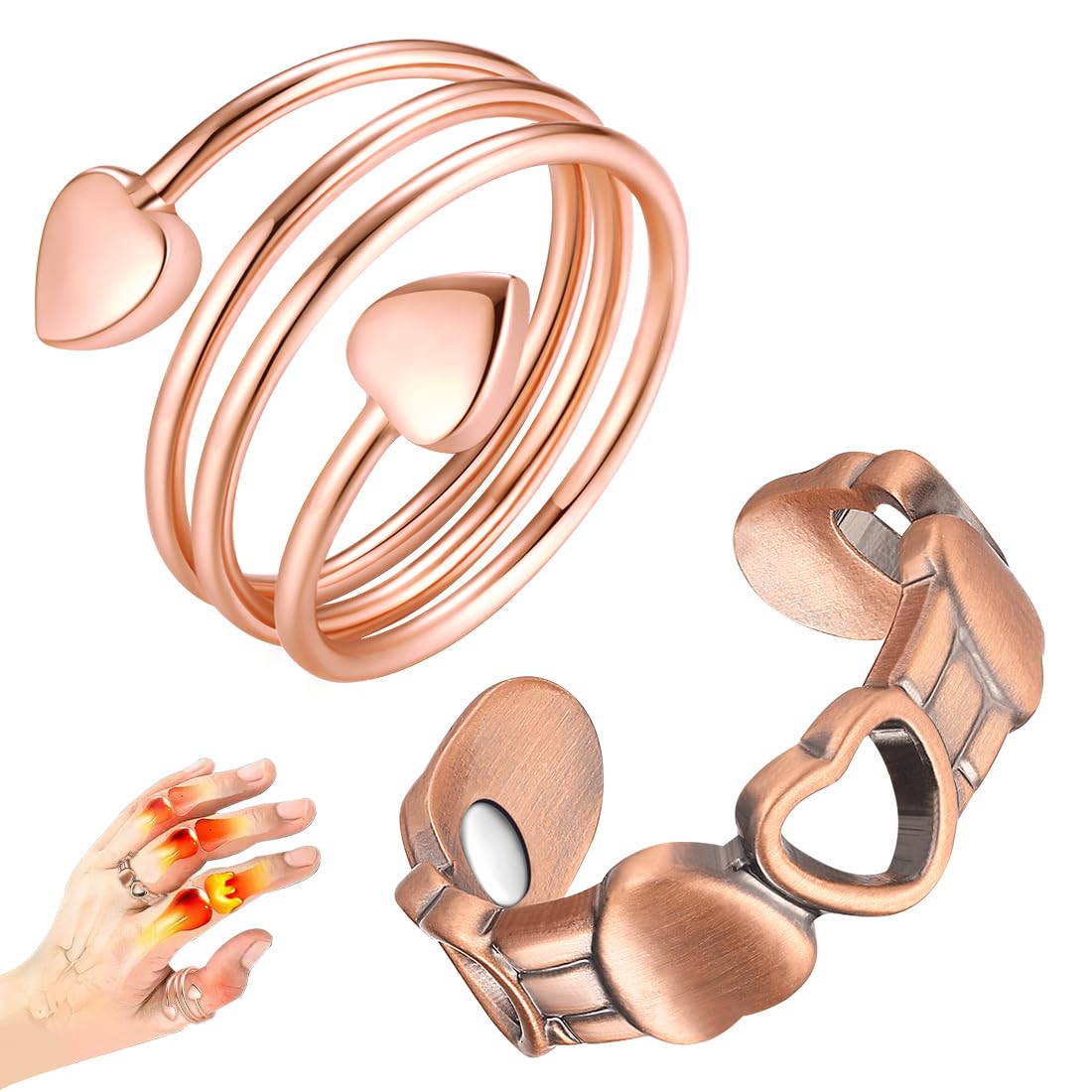 Vicmag anillo magnético de cobre con corazón, ideal para uso diario.
