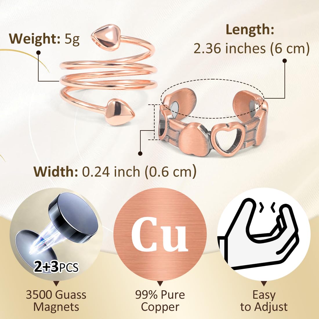 Vicmag anillo con 9 imanes de 3800 gauss para soporte diario.
