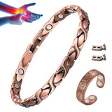 Brazalete Magnético Vicmag en cobre para mujer enfocado a la muñeca y confort diario.