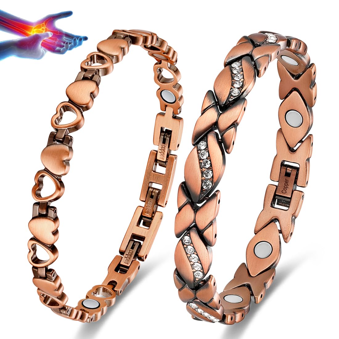 Vicmag brazalete magnético de cobre en primer plano, diseño elegante para uso diario.
