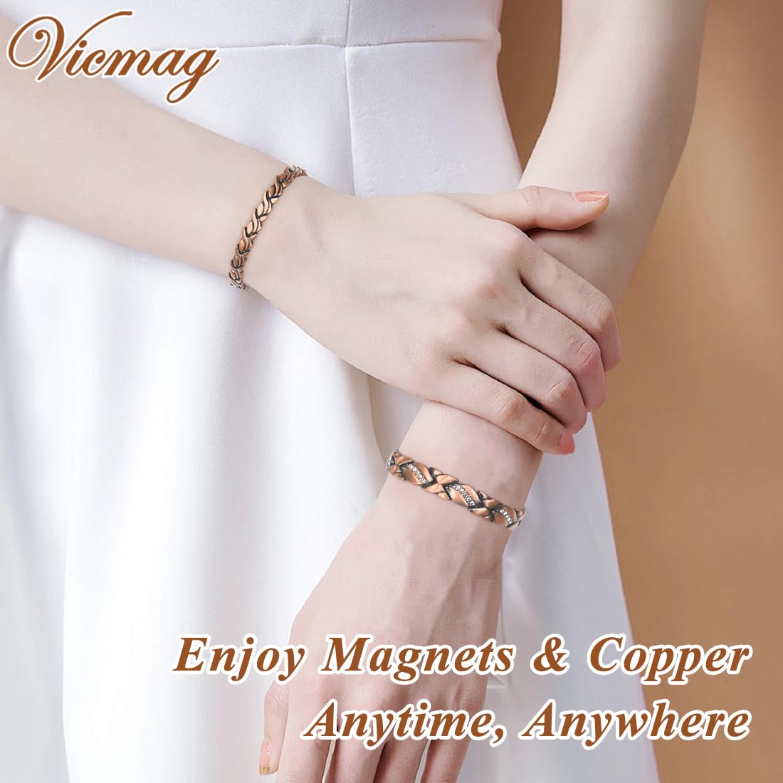 Pulsera Vicmag de cobre, acabado protector para uso diario.