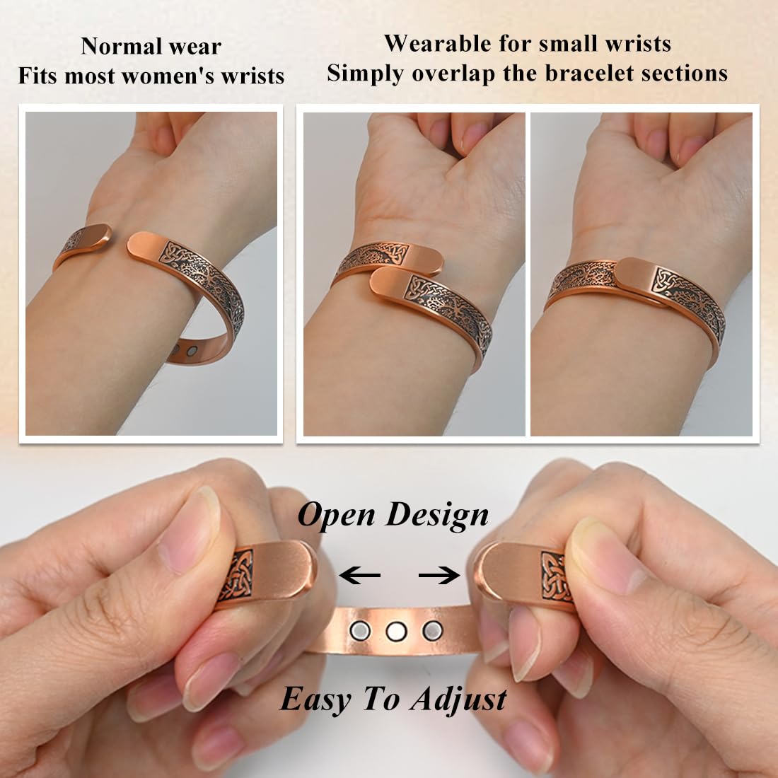Pulsera de cobre hipoalergénica sin níquel de Vicmag.