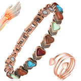 Pulsera Vicmag de cobre magnética con turquesa natural, uso diario.