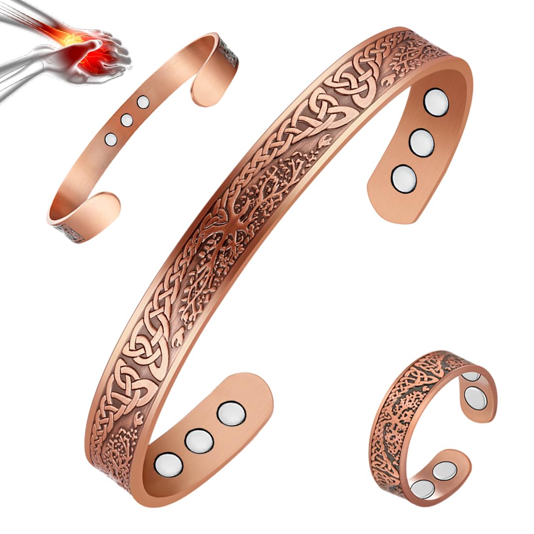 Pulsera magnética de cobre Vicmag con ajuste fácil para uso diario.