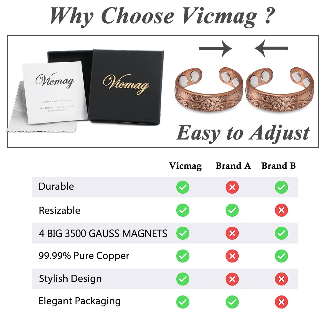 Vicmag uso diario, compatible con accesorios para un look versátil.