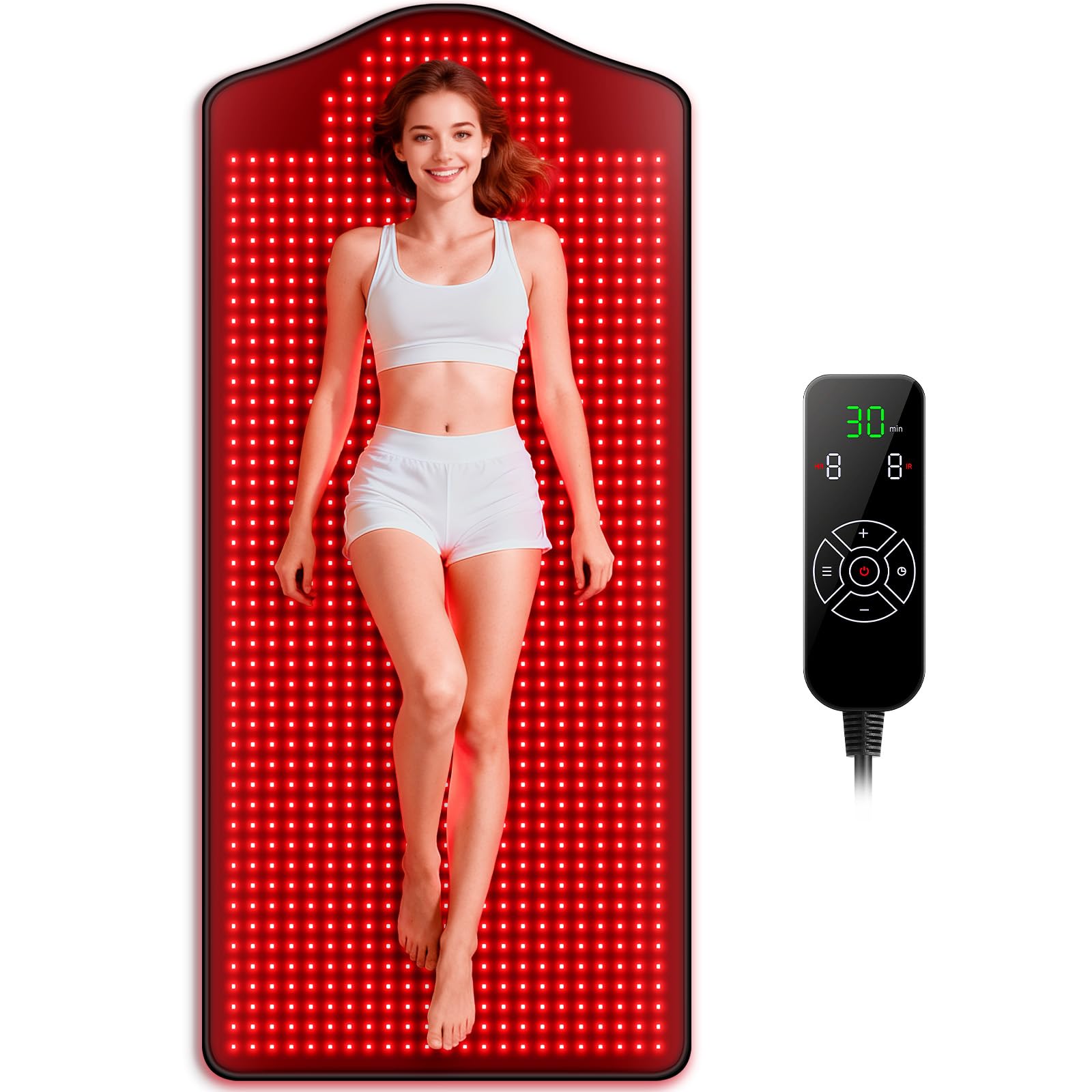 Almohadilla Viconor de luz roja e infrarroja para relajación muscular y cobertura completa.