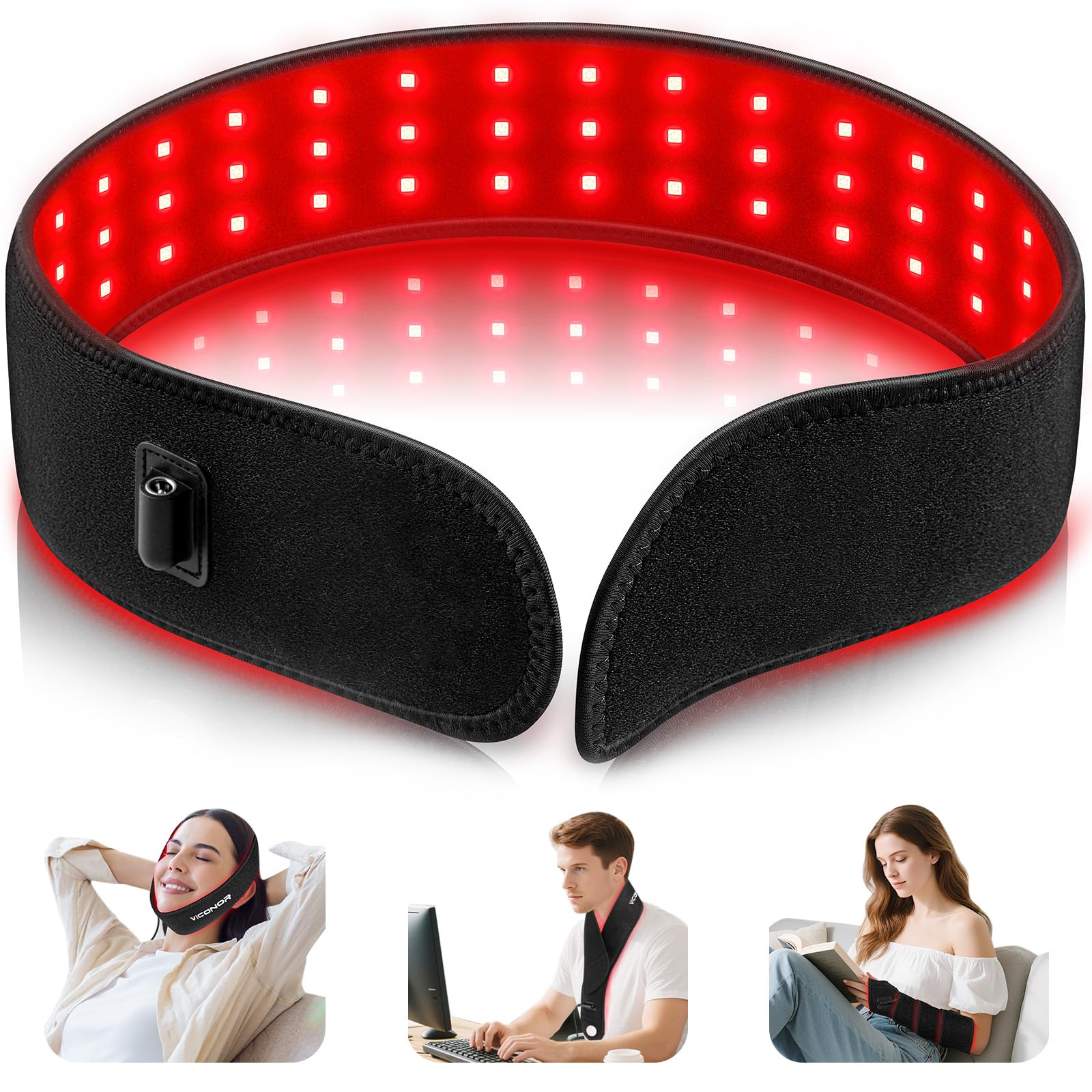 Viconor banda de luz roja en cuello para confort diario.