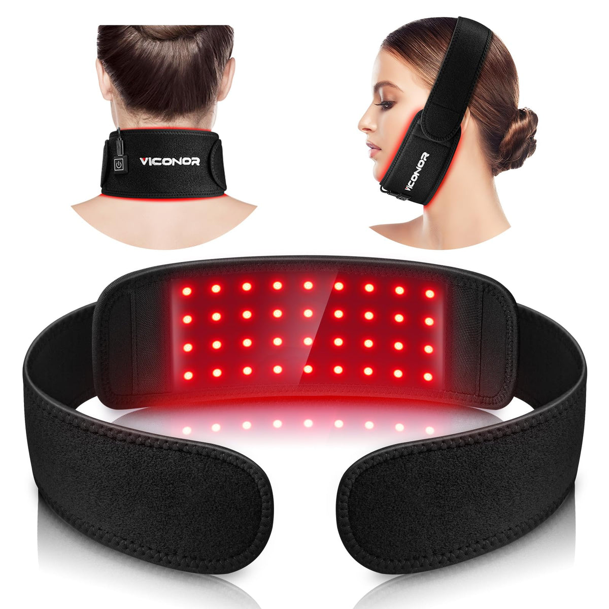 Viconor cinturón de luz roja para cuello, terapia portátil para alivio cómodo.
