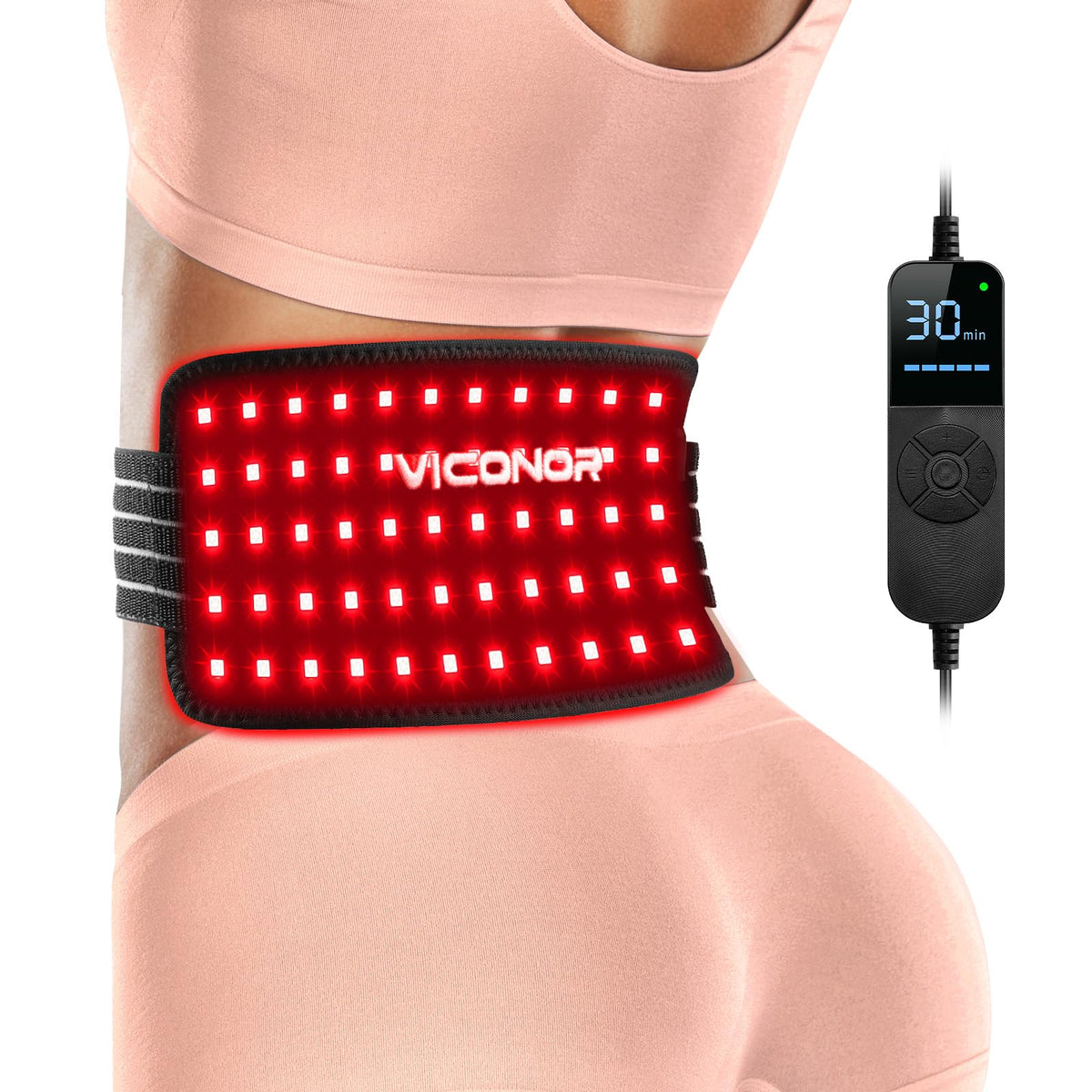 Viconor cinturon terapia luz roja 660nm para mejorar la circulación superficial.