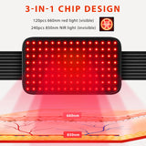 Cobertura de luz roja amplia para sesiones cómodas.
