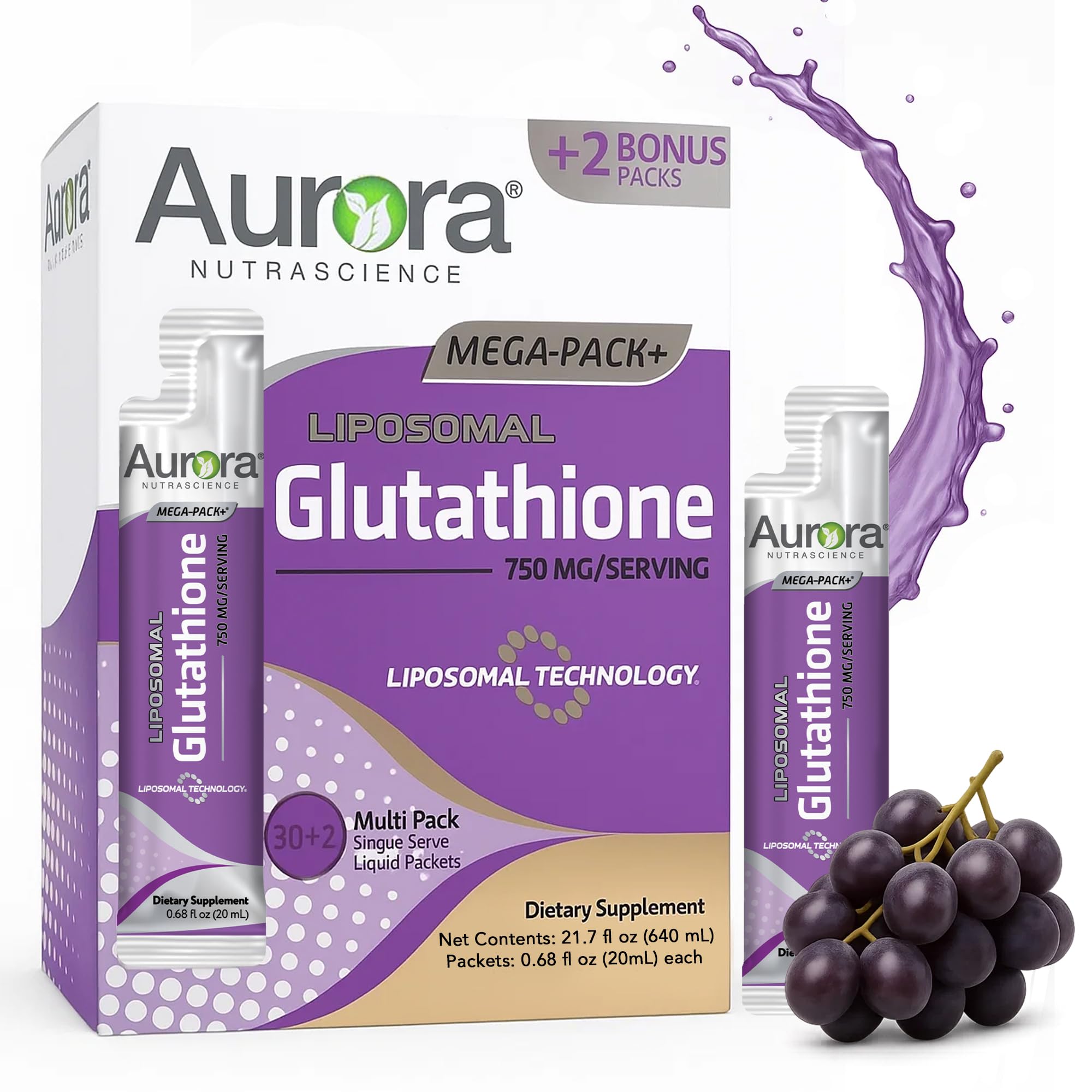Vida Lifescience Aurora Glutatión liposomal 750 mg en sobre para uso diario