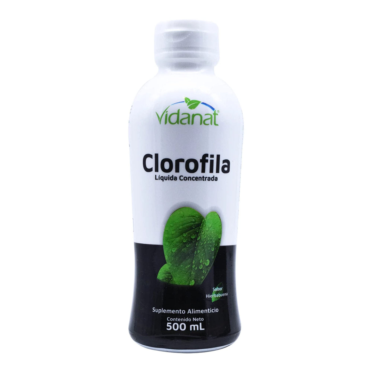 Vidanat Clorofila Líquida: botella vertida para iniciar la desintoxicación natural diaria.