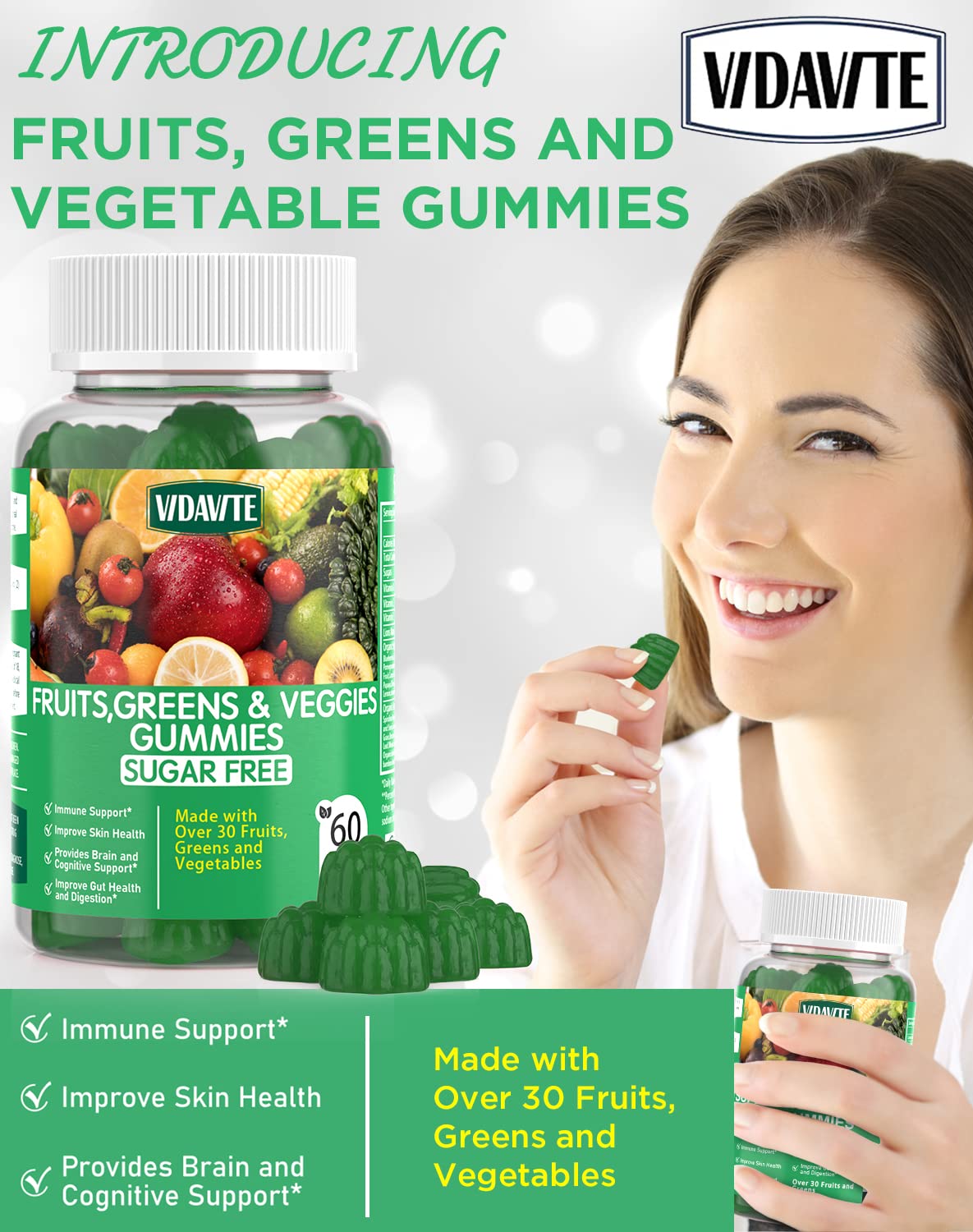 VIDAVITE gominolas con ingredientes vegetales para apoyo diario.