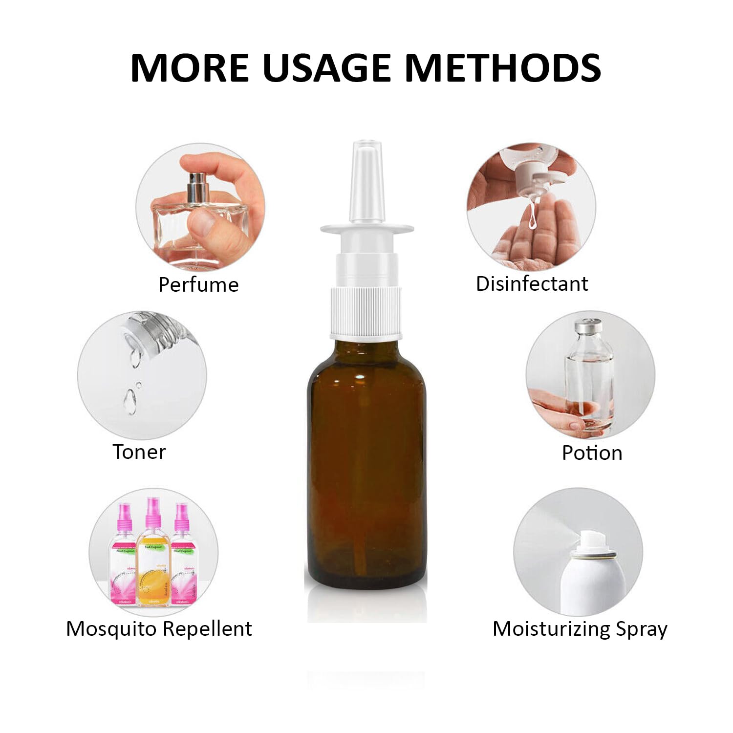 VIGOR PATH botella de vidrio ámbar para líquidos cosméticos o salinos