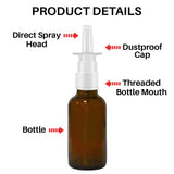 VIGOR PATH spray nasal de vidrio ámbar con tapa protectora