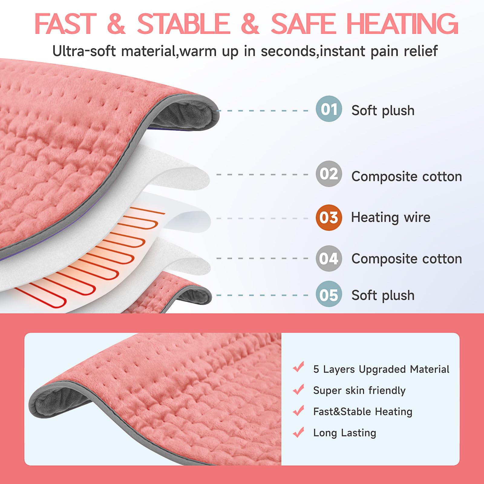 Almohadilla vilicert para espalda y cuello con calor focal.