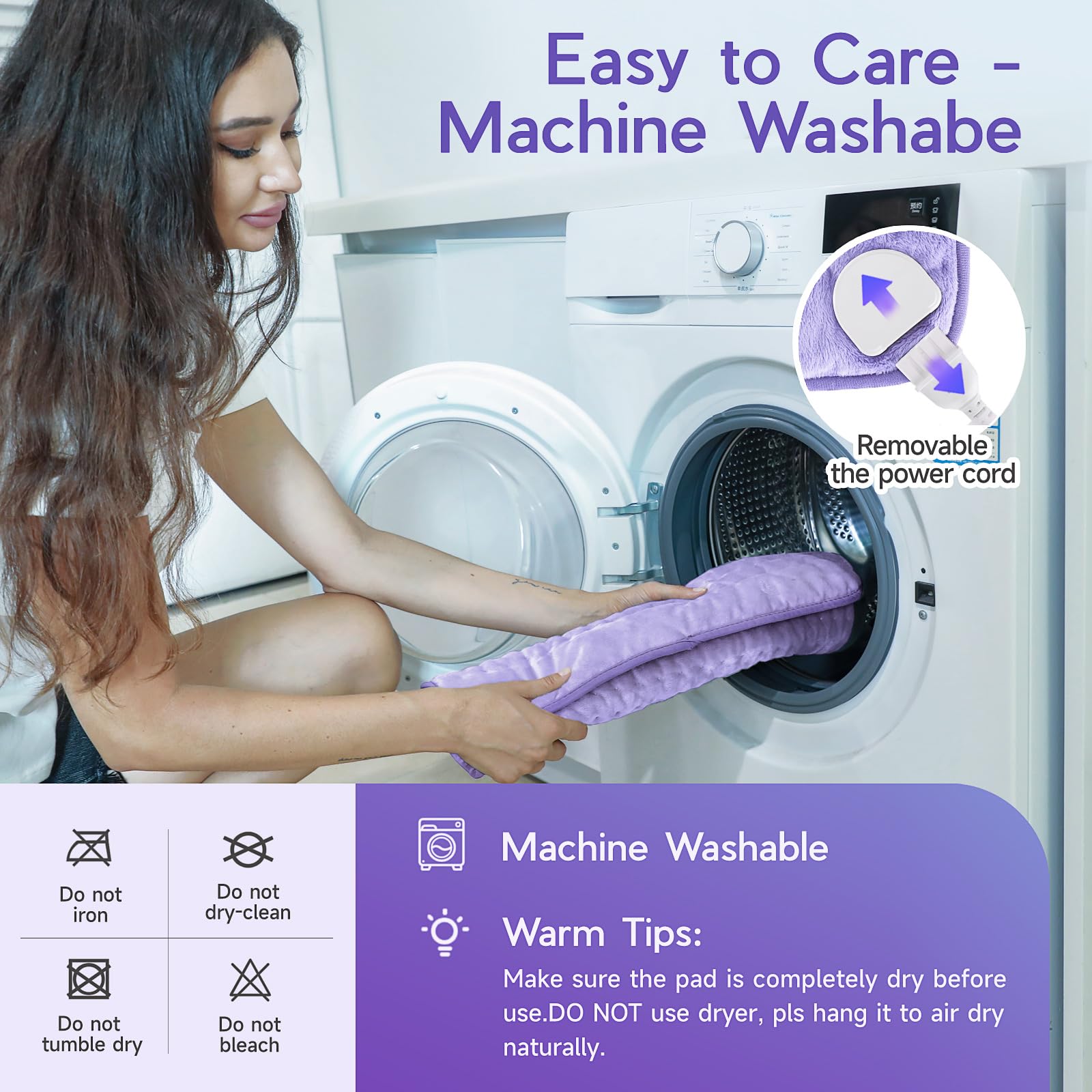 Vilicert Almohadilla de calor lavable a máquina y funda suave