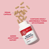 Vimergy Adapto-B Complex: envase detallado, vitaminas B activas para soporte metabólico.