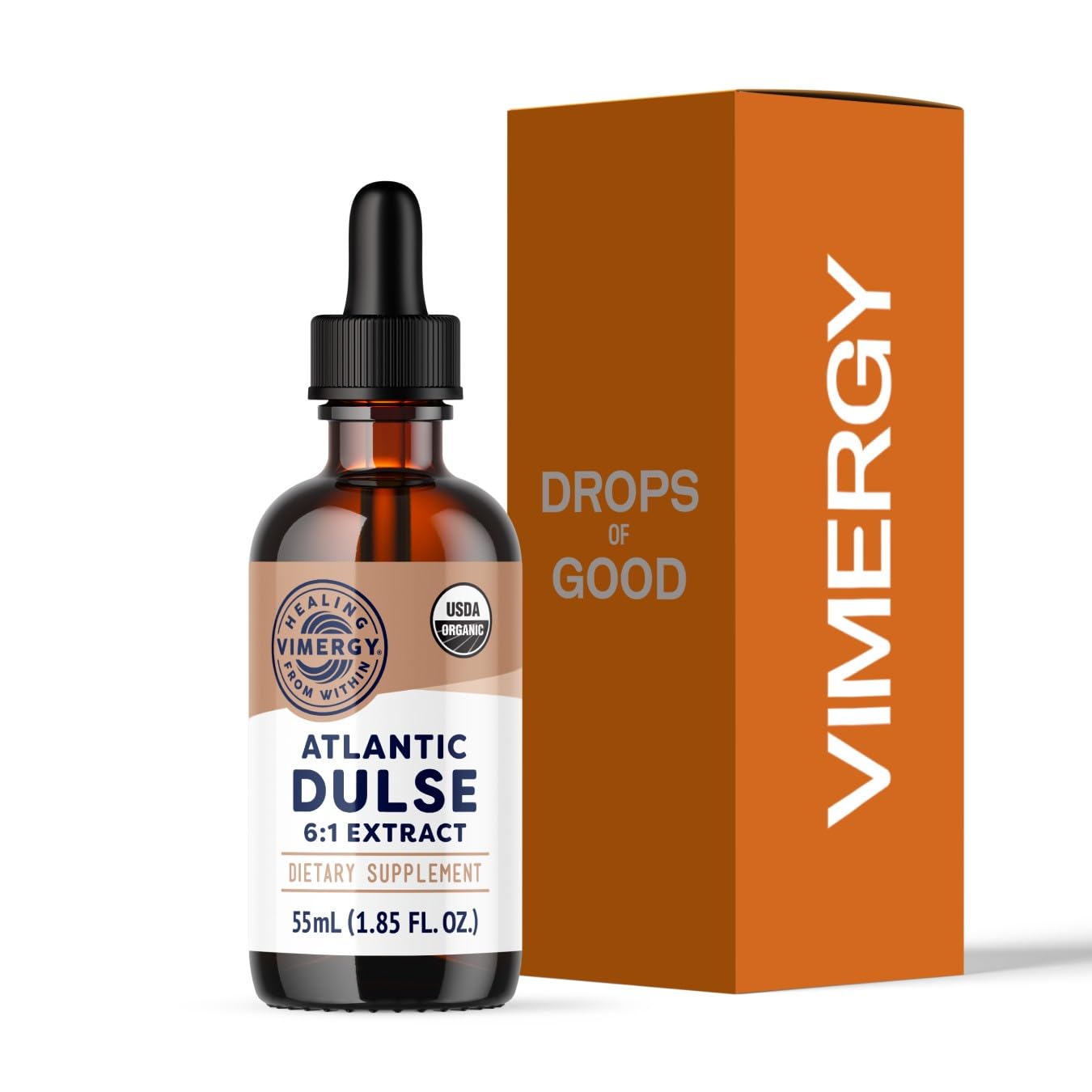Botella Vimergy de alga dulse atlántica líquido lista para añadir a agua o jugo