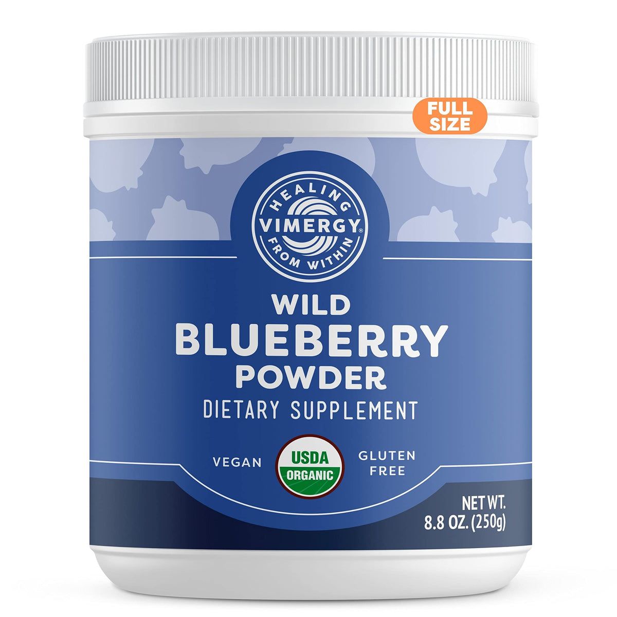 Vimergy arándano silvestre polvo cucharada, porción inicial para empezar el día, antioxidantes.