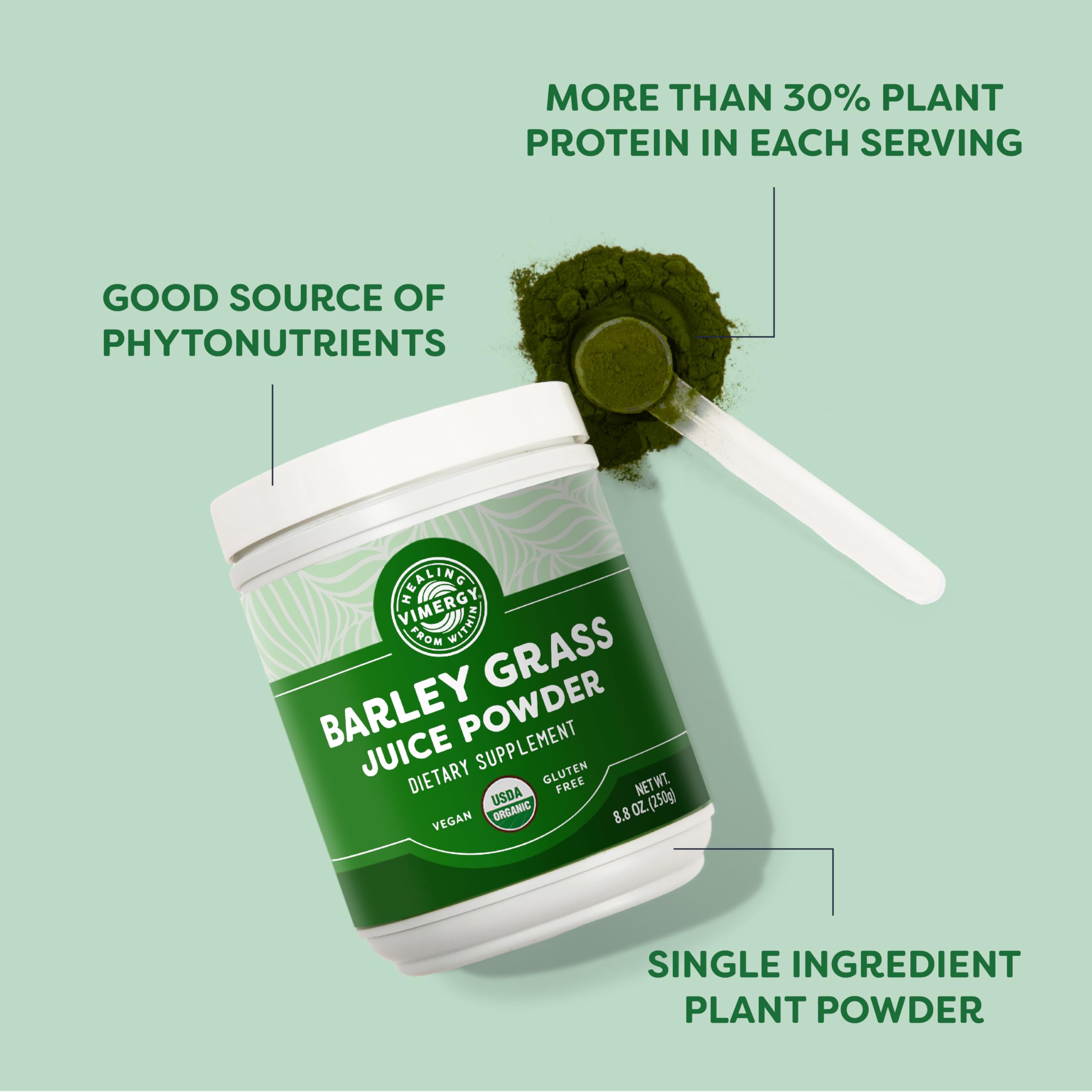 Polifenoles de Vimergy Barley Grass Juice Powder para apoyar la salud cardiovascular.