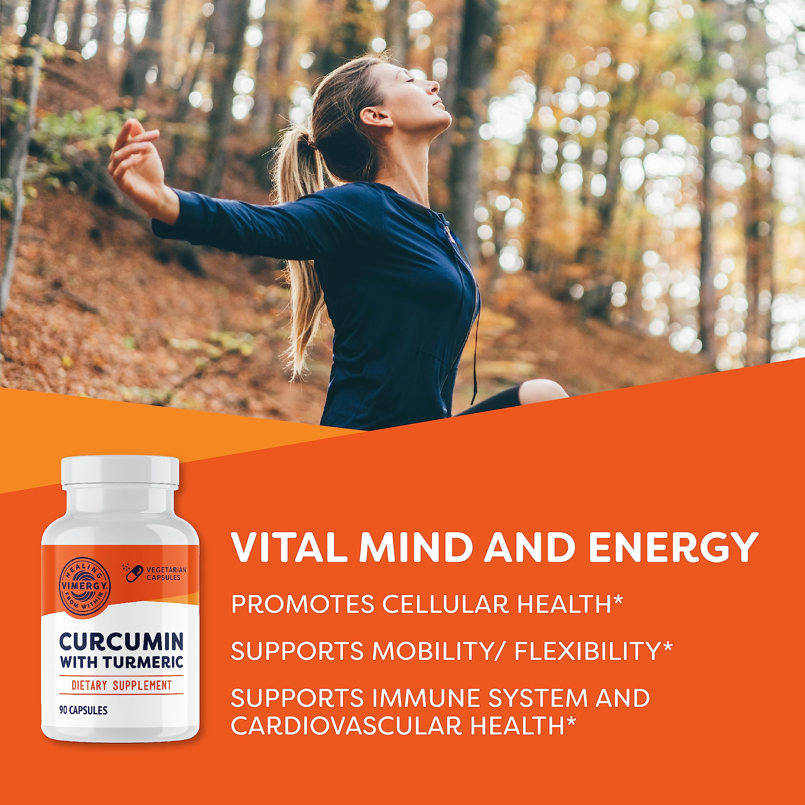 Vimergy Curcumin, absorción rápida para apoyar tu bienestar diario.