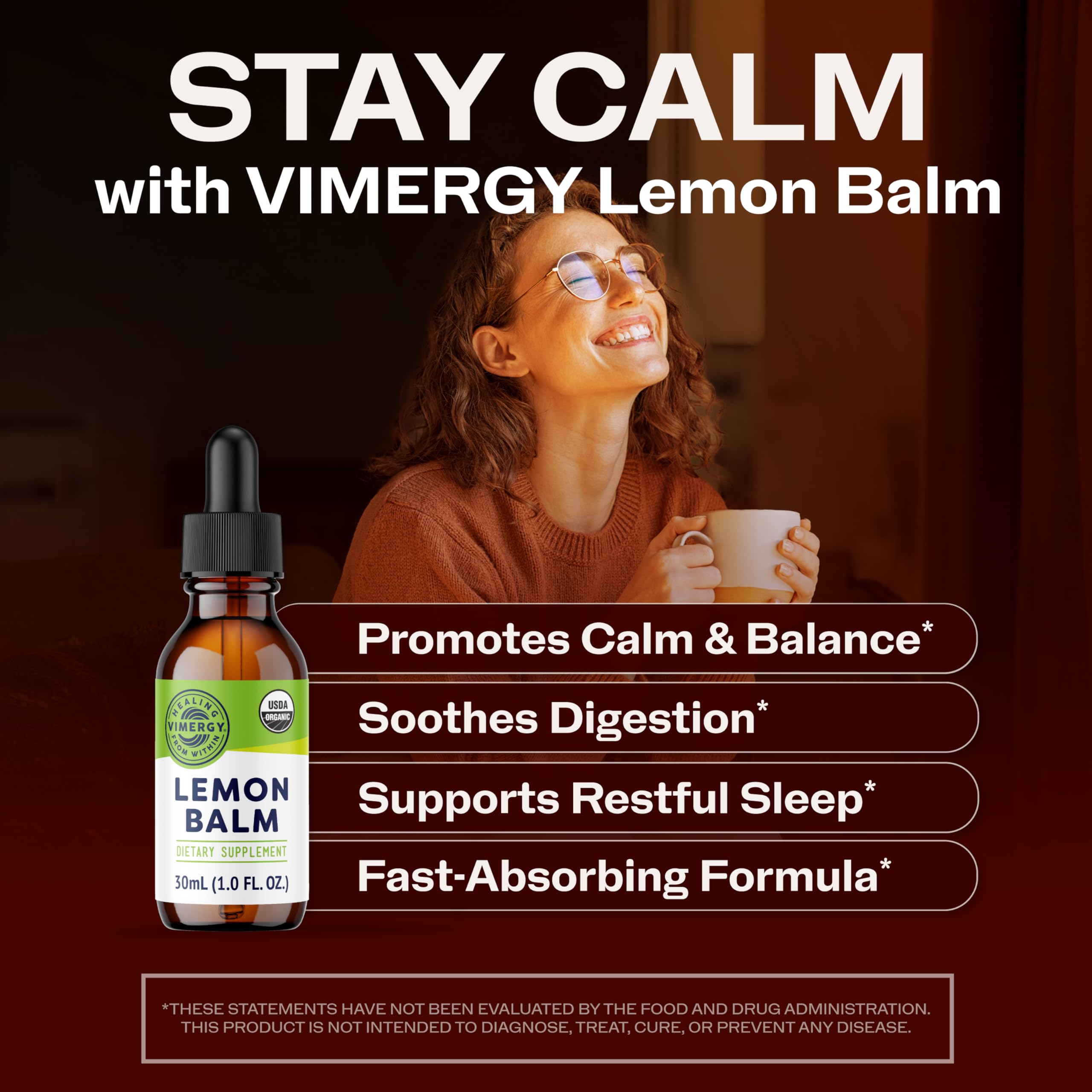 ViMergy melisa tintura orgánica para preparar té relajante.