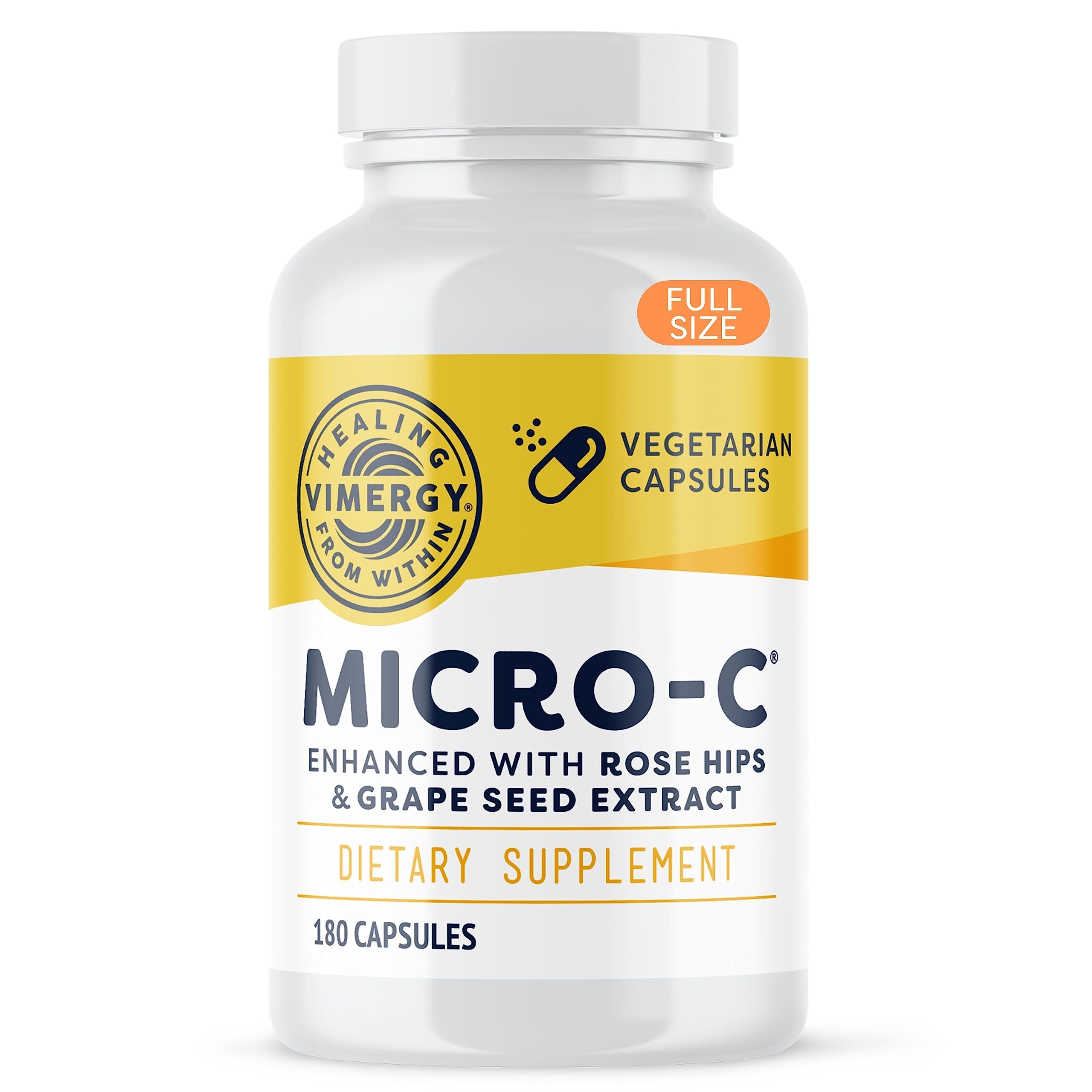 Vimergy Micro-C: cápsulas de 500 mg, frente del envase, posible apoyo al sistema inmune