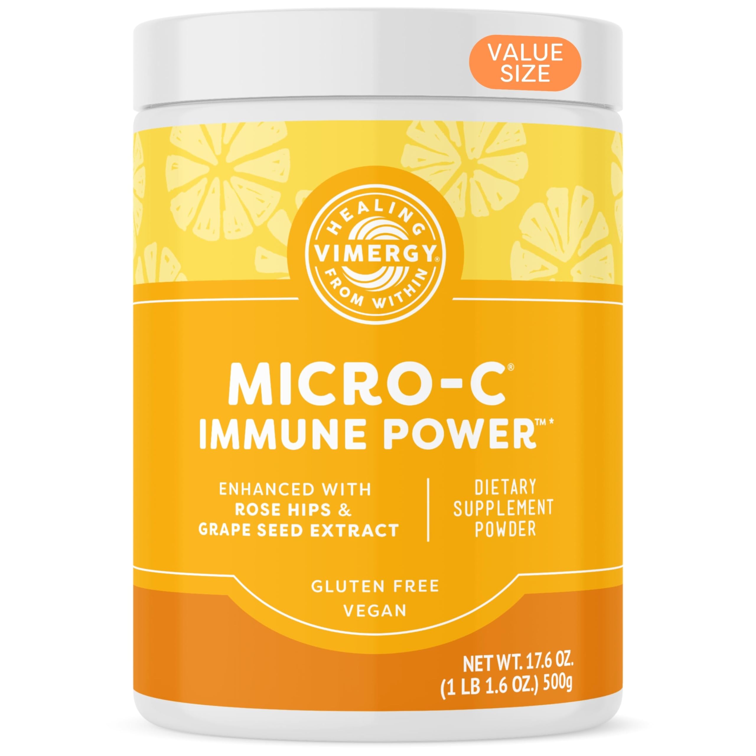 Vimergy Micro-C Immune Power, botella vertiendo, uso diario comodo en polvo