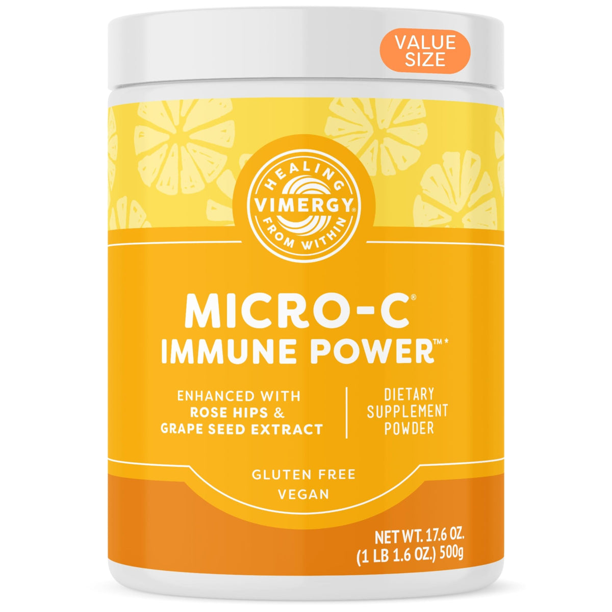 Vimergy Micro-C Immune Power, botella vertiendo, uso diario comodo en polvo