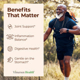 Vimerson Health Boswellia Curcuma, etiqueta clara para información de ingredientes y beneficios.