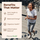Vimerson Health curcuma-moringa cápsulas en mano: dosis diaria fácil de tomar.