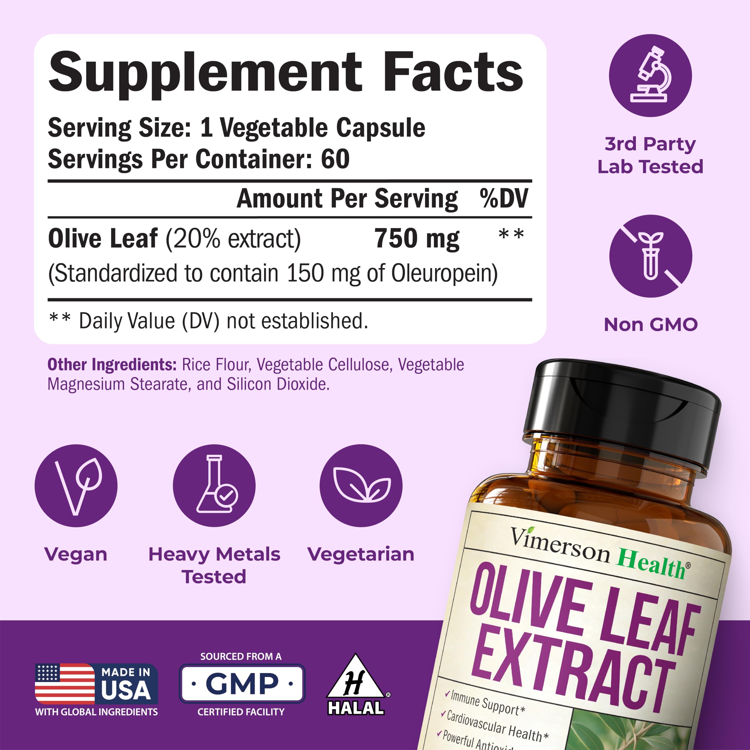 Vimerson Health Etiqueta frontal destaca polifenoles para apoyo antioxidante.