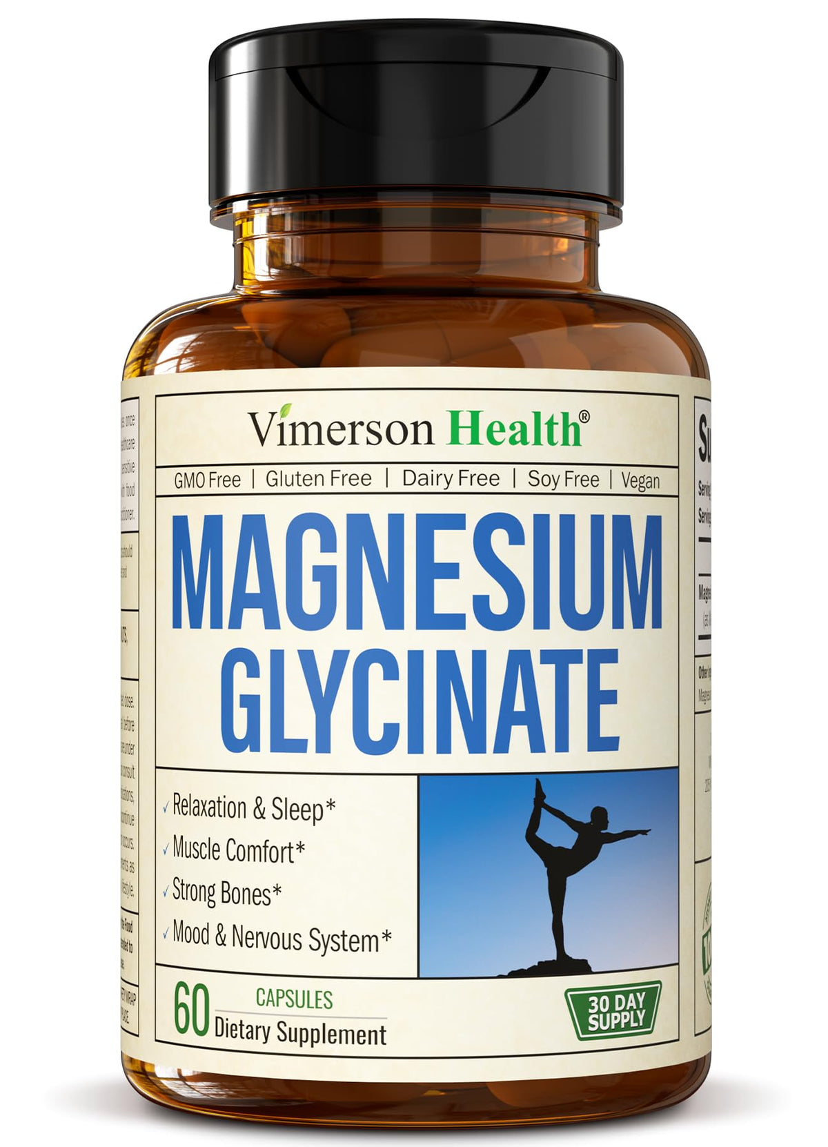 Vimerson Health glicinato magnesio 200mg cápsulas veganas para relajación diaria