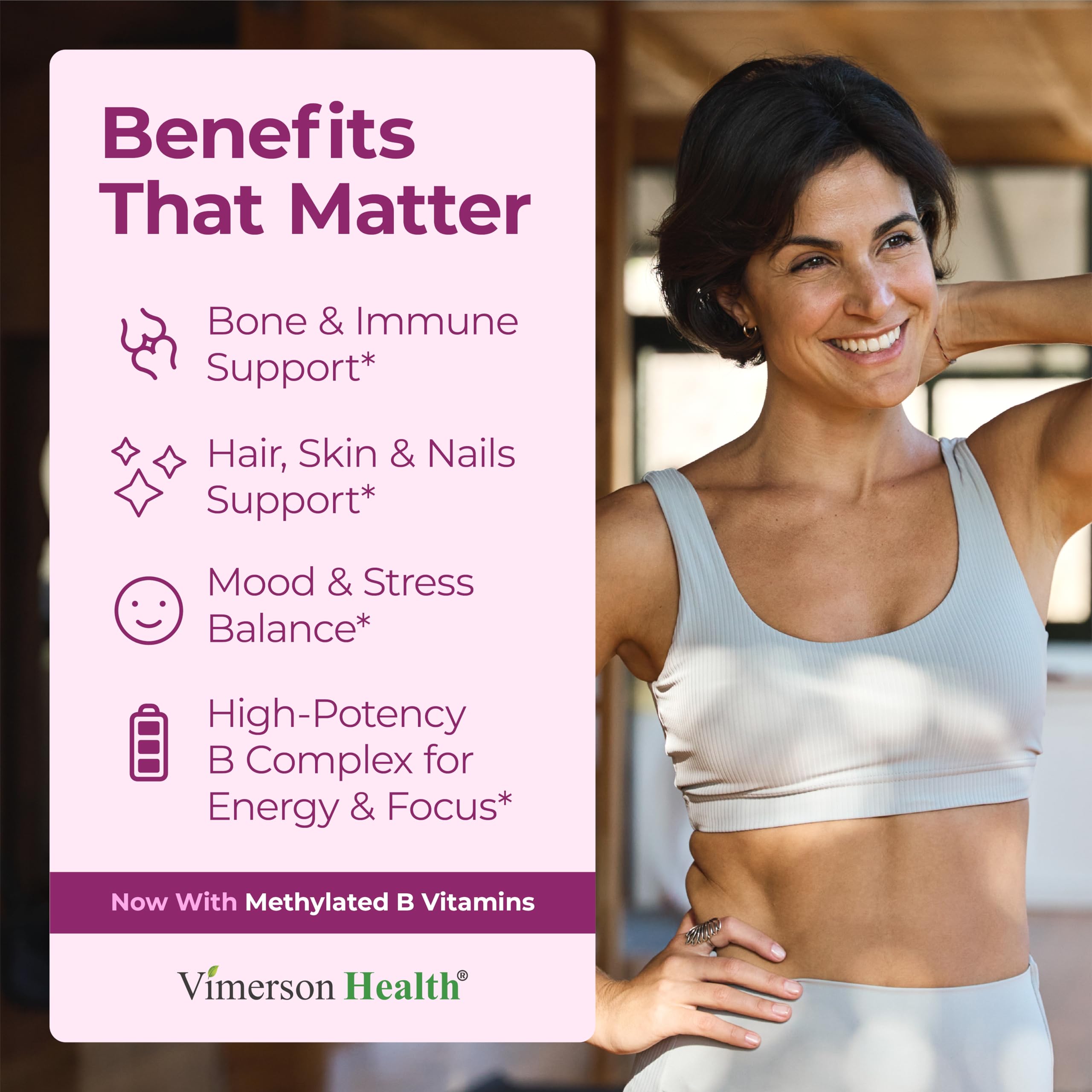 Vimerson Health multivitaminas para mujeres, etiqueta frontal clara