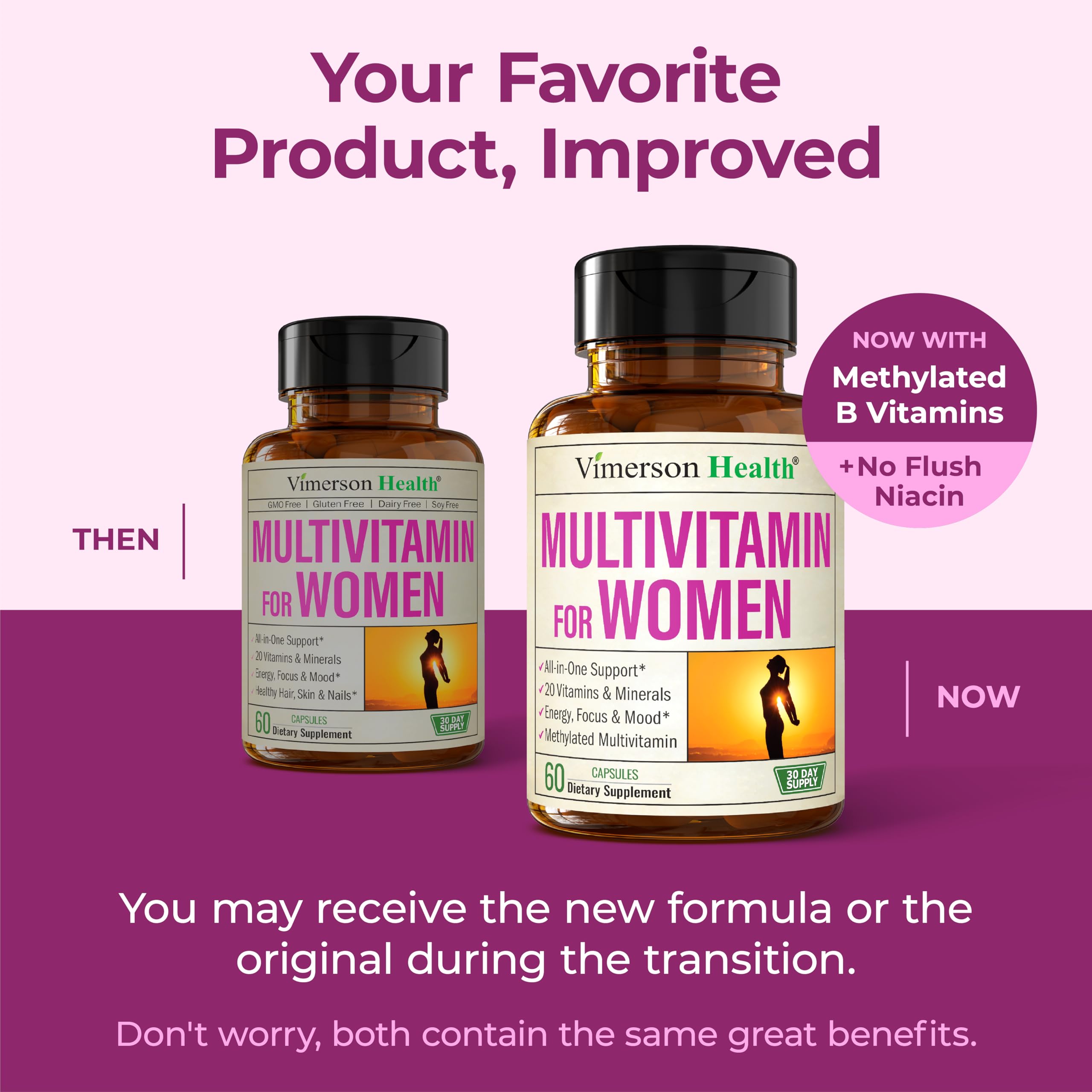 Vimerson Health multivitaminas para mujeres, toma diaria con comida